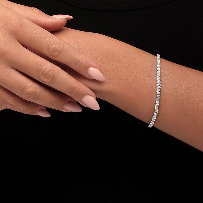 Moissanite Tennis Bracelet For Women and Men in 18K White Gold/Yellow Gold Over Sterling Silver, 2mm-4mm Width, Comes With Gift Box