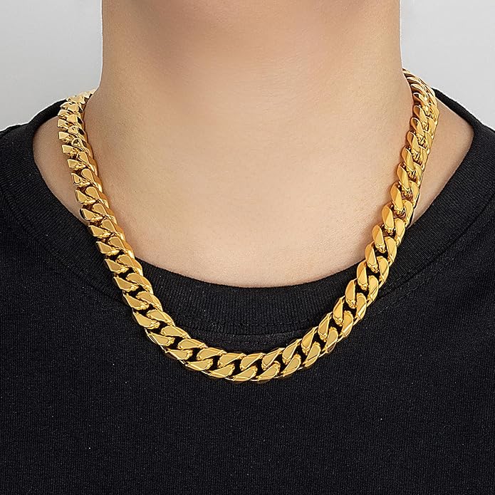 Dankadi Fashion 925 Sterling Silver Solid Miami Cuban Link Chain Necklace 8MM & 12MM- Curb Cuban Thick Big Link Choker For Men 20 "22" 24 "26" 28" Fine Jewelry