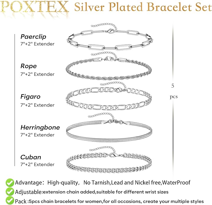 Gold Bracelets for Women Non Tainish,Dainty Bracelets Stack for Women Trendy, Gold Plated Cuff Bracelets Stack With Beaded Cuban Paperclip Snake Rope Bangle Hand Chain Jewelry Gifts for Women