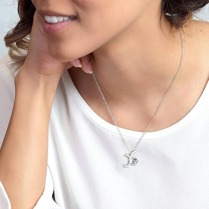 Custom4U Personalized Initial Picture Necklace for Women, Projection Necklace with Picture Inside, Gold/Silver Letter Pendant Necklace, Custom Photo Gifts for Mom Wife Birthday Valentines