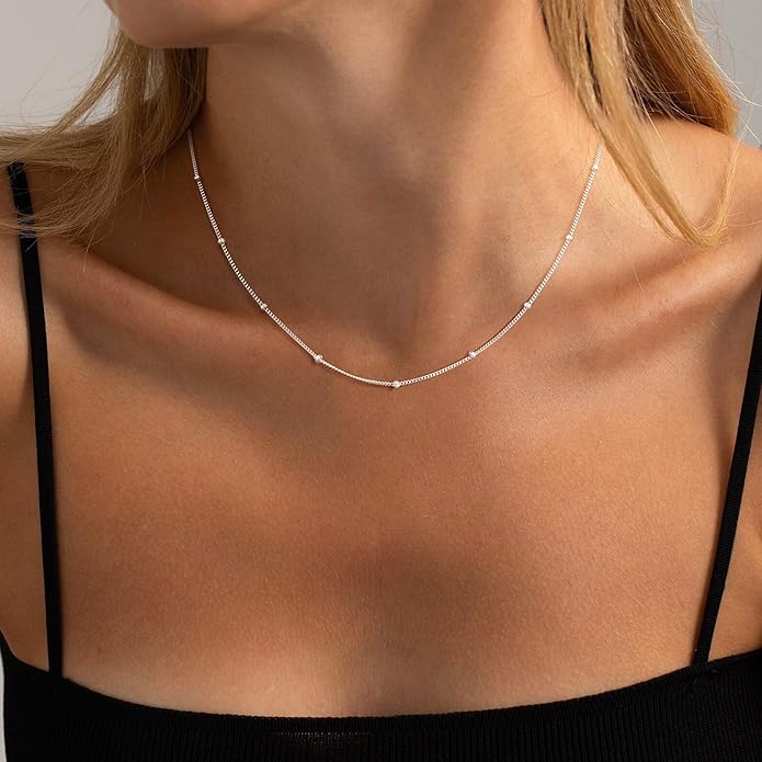 Freekiss Herringbone Necklace for Women,Dainty Gold Necklace,14k Gold Plated Snake,Gold Chain Choker Necklaces,Simple Gold Layered Necklaces,Gold Jewelry Gift for Women