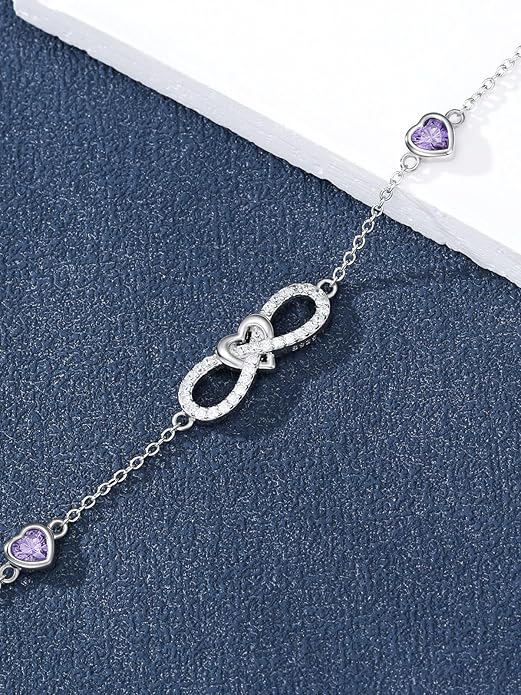 Infinity Love Heart/Claddagh Bracelet for Women 925 Sterling Silver Charm Link Bracelet Adjustable Valentine’s Day Jewelry Gift for Her