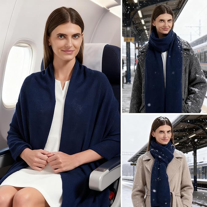 Erdenech Luxury Cashmere Wool Blend Wrap for Women, All-Season Travel Wrap Shawl, Extra Large Blanket Shawl Scarf Pashmina