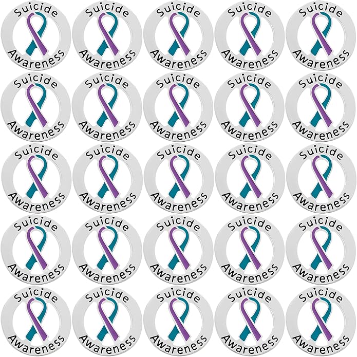 Suicide Awareness and Prevention Pin - Bulk Packs - Variety Pack of Teal & Purple Ribbon Pin Perfect for Support Groups, Gift-Giving and Fundraising