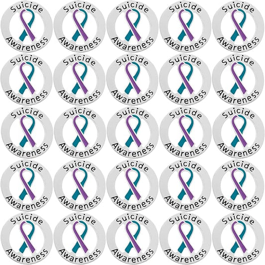 Suicide Awareness and Prevention Pin - Bulk Packs - Variety Pack of Teal & Purple Ribbon Pin Perfect for Support Groups, Gift-Giving and Fundraising