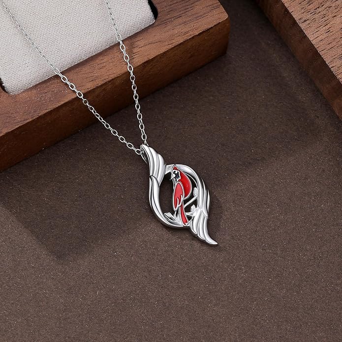 Dove/Hummingbird/Red Cardinal Necklace 925 Sterling Silver Turquoise/Opal/MoonStone/Malachite Bird Necklace Dove Pendant Jewelry for Women Men