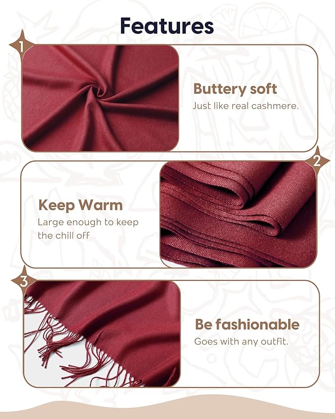 maamgic Women's Winter Scarf Soft Warm Scarf for Women Cozy Shawl Wraps for Women Lightweight Pashmina Style Wrap