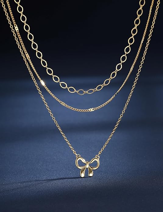 Besteel 3Pcs Dainty Layered Necklaces for Women - Paperclip Choker Necklace Stacks Set Trendy Simple Layering Chain Pendant Jewelry Non Tarnish Gifts