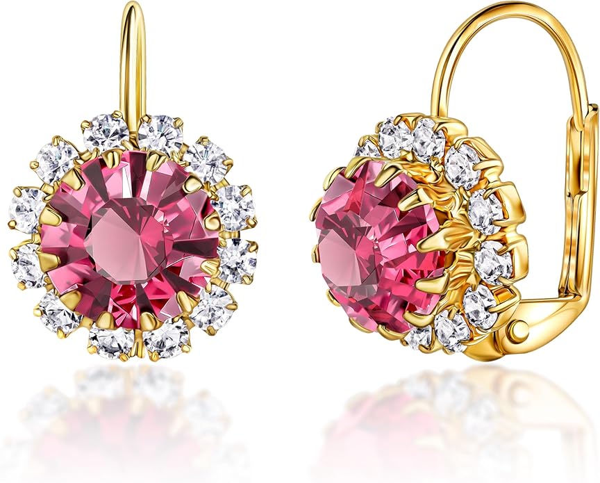 Brazel 18K Gold Plated Crystal Flower Earrings for Women