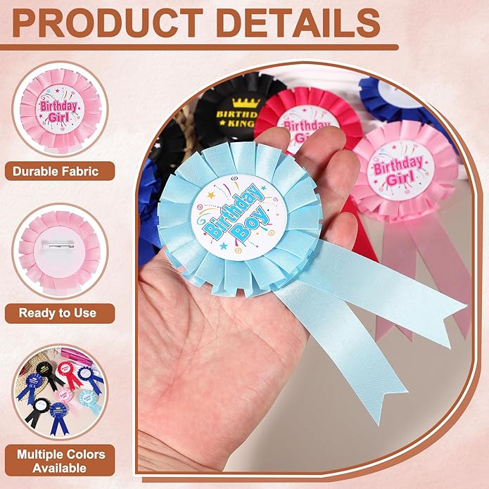 uxcell Blank Award Ribbon Prize, Party Badge Brooch Badge Brooch Pin for Women Men Colorful Satin Corsage Fabric Birthday Award Ribbon Party Tinplate Decorations