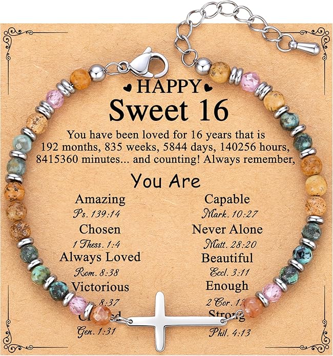 TONY & SANDY Christian Cross Bracelet for Women, Stocking Stuffers for Women, Confirmation Baptism Easter Gifts, Unique Gift for Friends Daughter Mom Sister in Christ on Birthday Christmas
