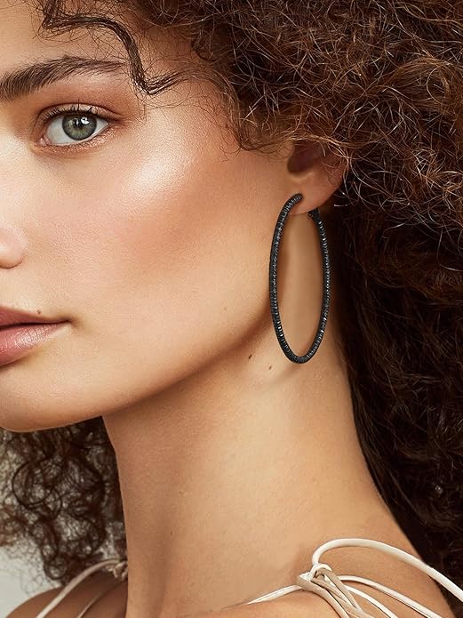 PROSTEEL 30/40/60/80/100mm Chunky Hoop Earrings For Women Gold Plated/Black Stainless Steel Hoops Earrings Statement Jewelry