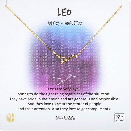Zodiac 18K Gold Plated CZ Necklace With Message Card, Yellow Gold Color, Anchor Chain, Best Gift Necklace, Size 16 inch + 2 inch Extender, Pendant, Constellation, Gift Card