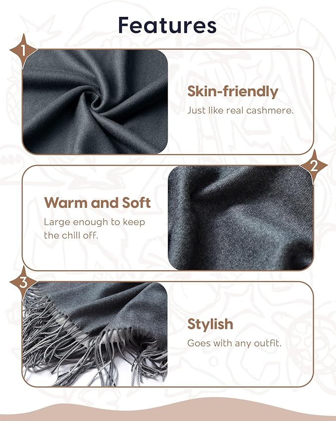 maamgic Women's Winter Scarf Soft Warm Scarf for Women Cozy Shawl Wraps for Women Lightweight Pashmina Style Wrap