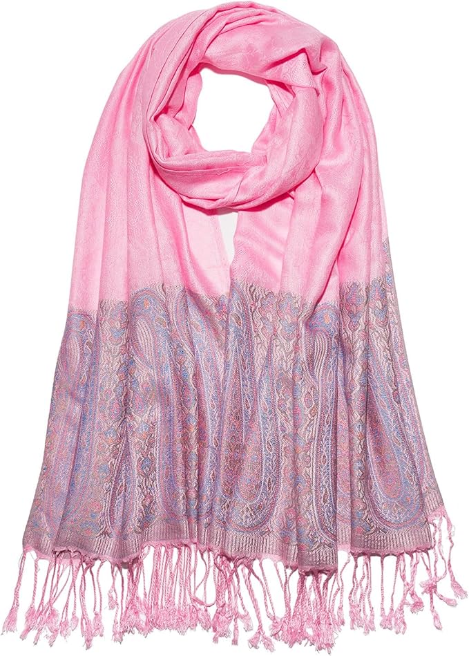 QIUTIMIY Paisley Pashmina Shawl Wrap Women Reversible Vintage Jacquard Pashmina Rave Scarf with Fringe for Evening, Wedding