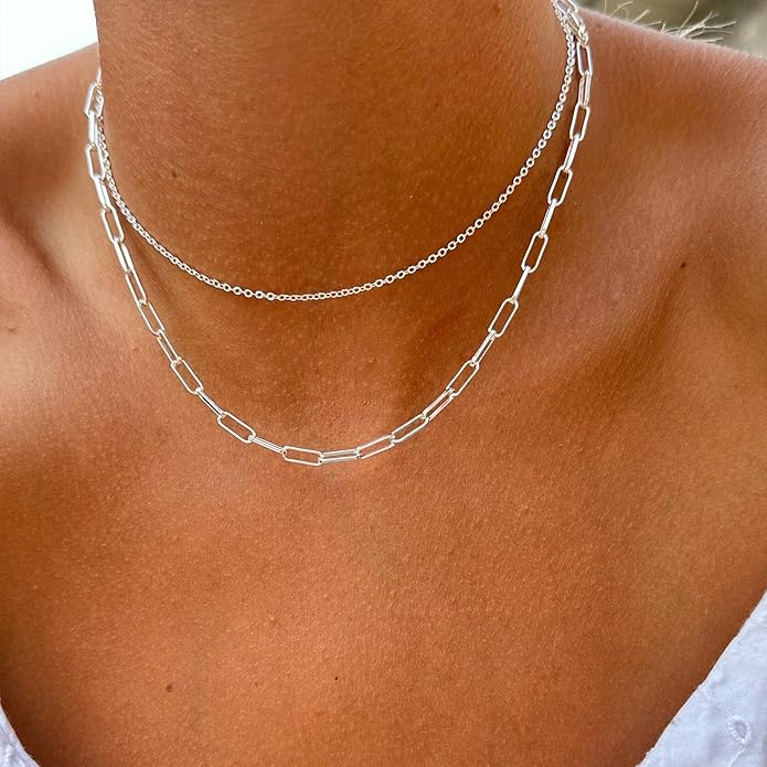 Freekiss Herringbone Necklace for Women,Dainty Gold Necklace,14k Gold Plated Snake,Gold Chain Choker Necklaces,Simple Gold Layered Necklaces,Gold Jewelry Gift for Women