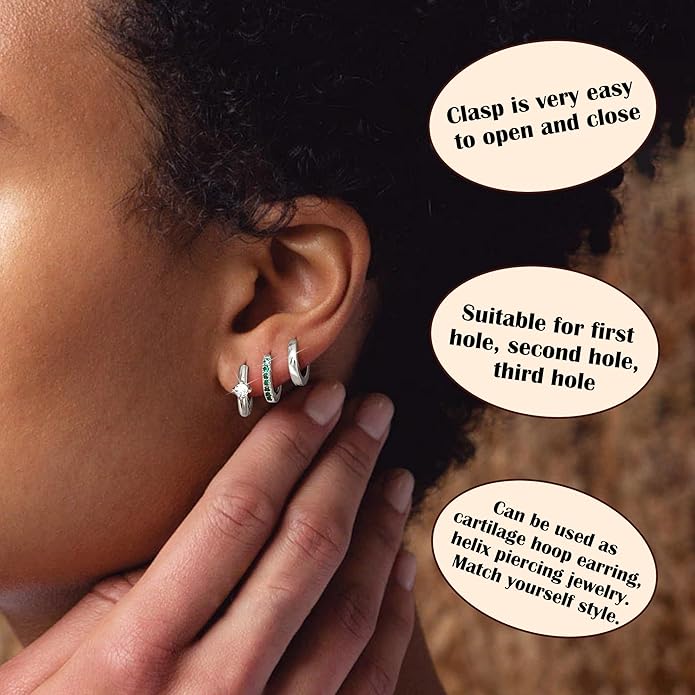 LOYALLOOK 3Pairs Gold Hoop Earrings Set for Women Trendy Huggie Hoop Earrings Stacks for Multiple Piercing 14K Gold Plated Chunky Hoop Earrings Set Hypoallergenic Cartilage Earring Lightweight