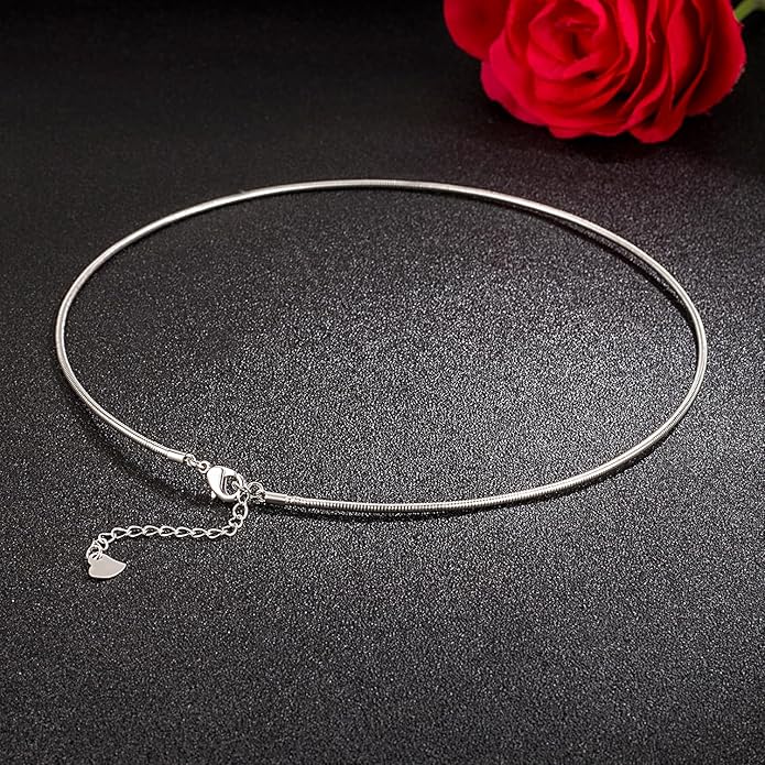 Women 925 Sterling Silver 2MM Solid Dome Collar Necklace Simple Fashion Golden 16 "18" 20 "+1.9 "Adjustable Length Choker Fine Jewelry Gifts