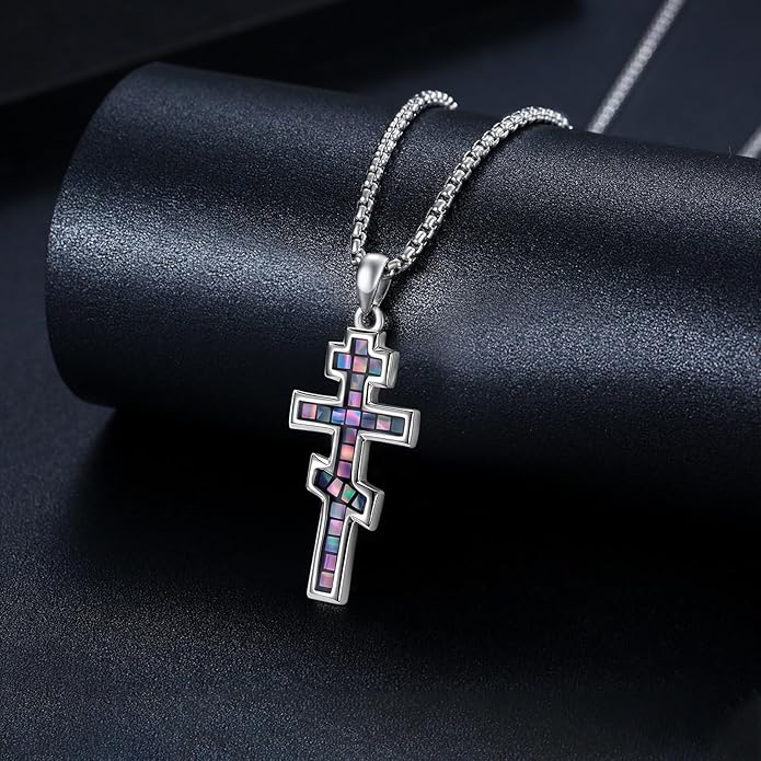 Cross Necklace for Men 925 Sterling Silver Celtic Cross Pendant Christian Jewelry Religious Christmas Gifts for Women
