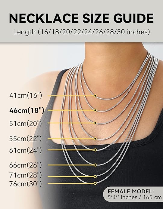 ChainsHouse Snake Chain Necklace for Women 1.2mm, 18-30" Adjustable with 5cm Extender for Pendants Lockets, Rose Gold/Stainless Steel/Black/14K Gold Hypoallergenic Dainty Jewelry Gift