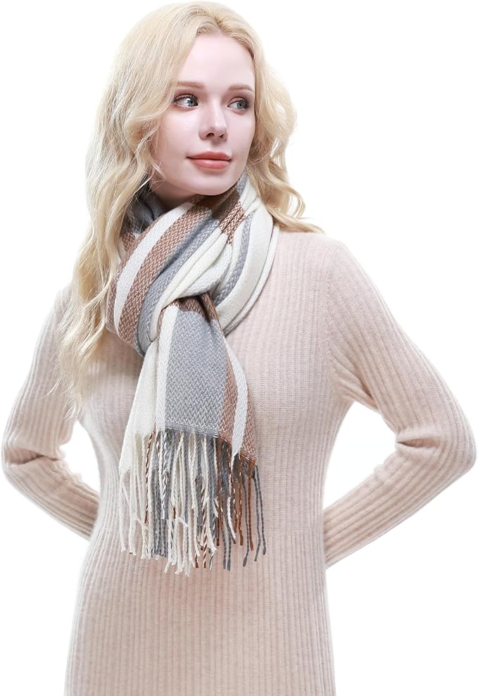 RIIQIICHY Plaid Scarf for Women Fall Winter Pashmina Scarves Wraps for Cold Weather Warm Large