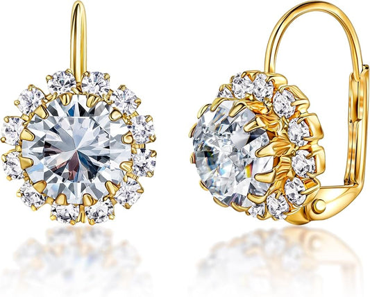 Brazel 18K Gold Plated Crystal Flower Earrings for Women
