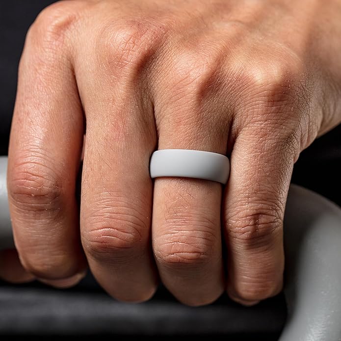 ThunderFit Silicone Rings for Him and Her, Rubber Wedding Engagement Bands Unisex, 1.8mm Thick in 4mm & 8mm Widths