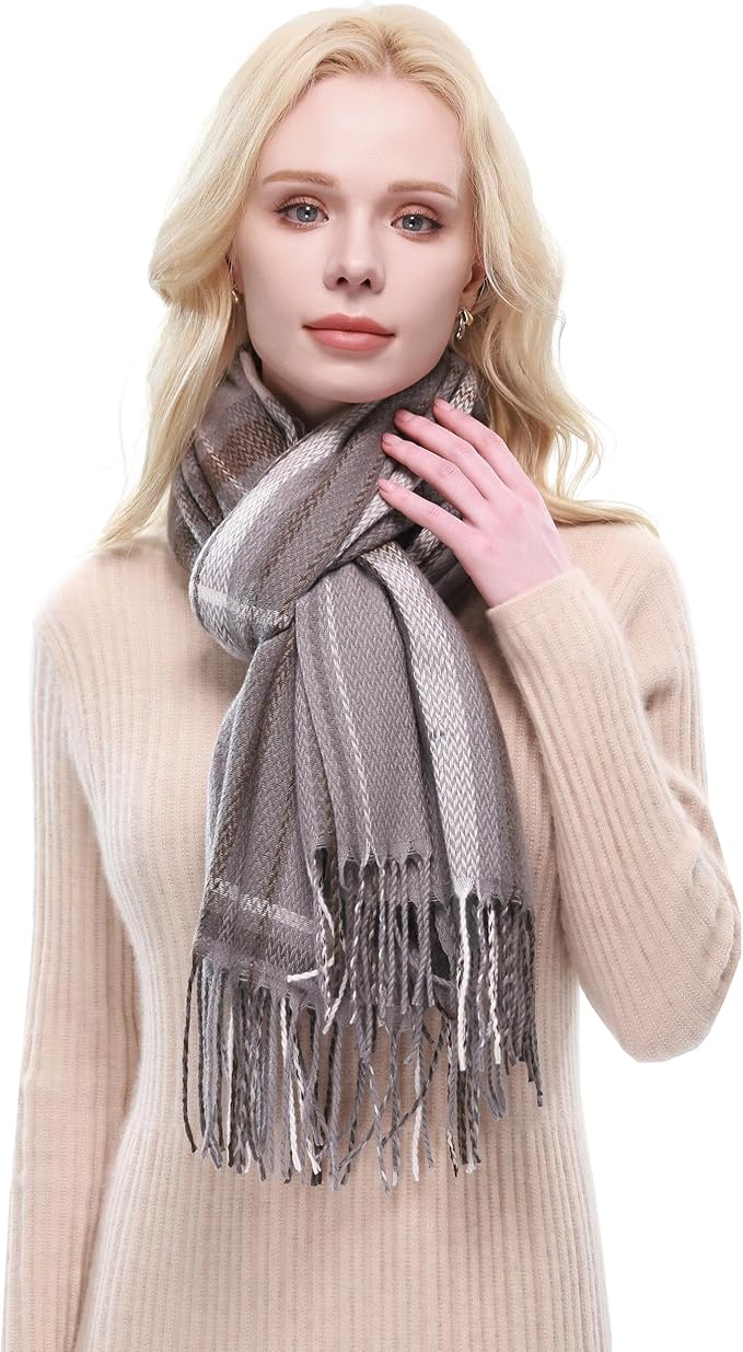 RIIQIICHY Plaid Scarf for Women Fall Winter Pashmina Scarves Wraps for Cold Weather Warm Large