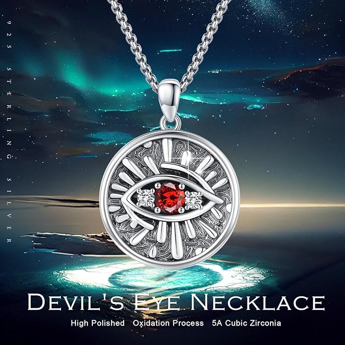 Evil Eye Necklace for Women 925 Sterling Silver, Protection Necklace with Blue Evil Eye Charm, Evil Eye/Lotus Pendant Jewelry, Birthday Christmas Gifts for Her