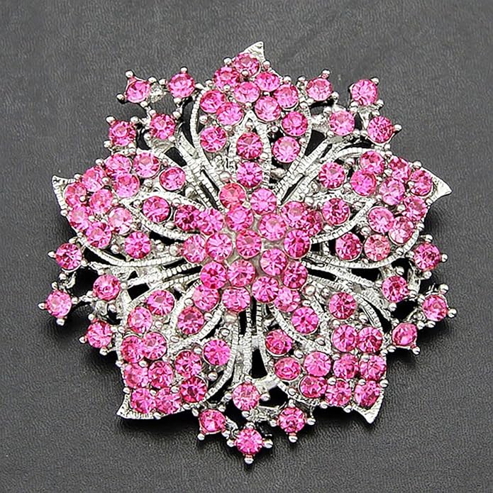 Rhinestone Bauhinia Flower Brooch Pin - Elegant Clothing Accessory for Women - Big Crystal Flower Brooch for Christmas, Halloween, Birthday, Party, Wedding Costume Jewelry