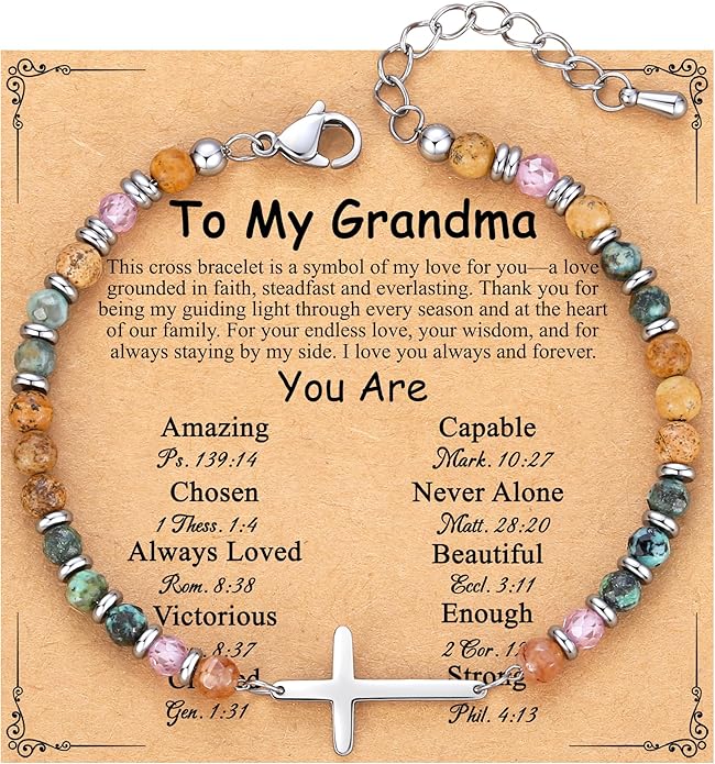 TONY & SANDY Christian Cross Bracelet for Women, Stocking Stuffers for Women, Confirmation Baptism Easter Gifts, Unique Gift for Friends Daughter Mom Sister in Christ on Birthday Christmas