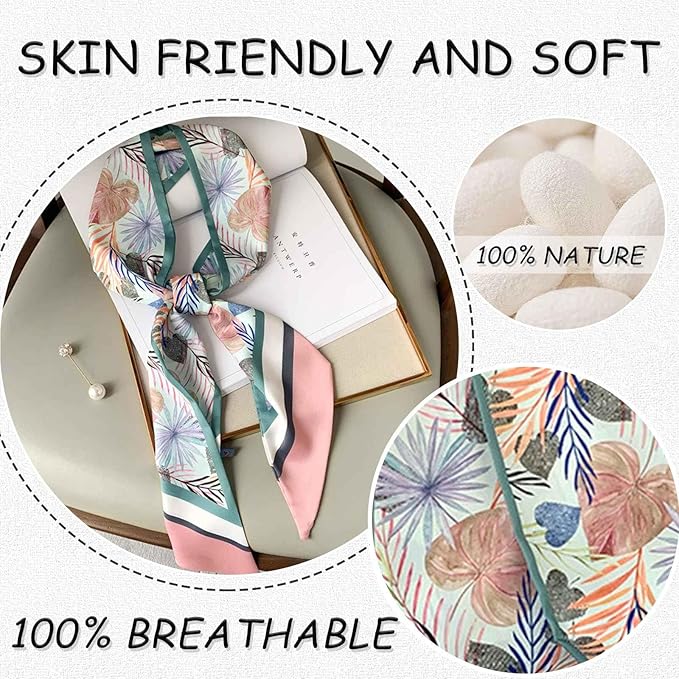 Dailyacc Hair Scarf for Women Fashion Silky Satin Headscarf Wrap Breathable Lightweight Neck Scarves For Handbag