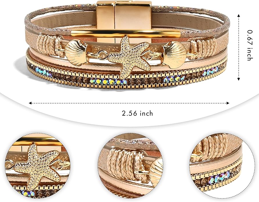 VIBILIA Boho Leather Wrap Bracelets for Women Multi-Layer Bracelets with Strong Clasp Jewelry for Women