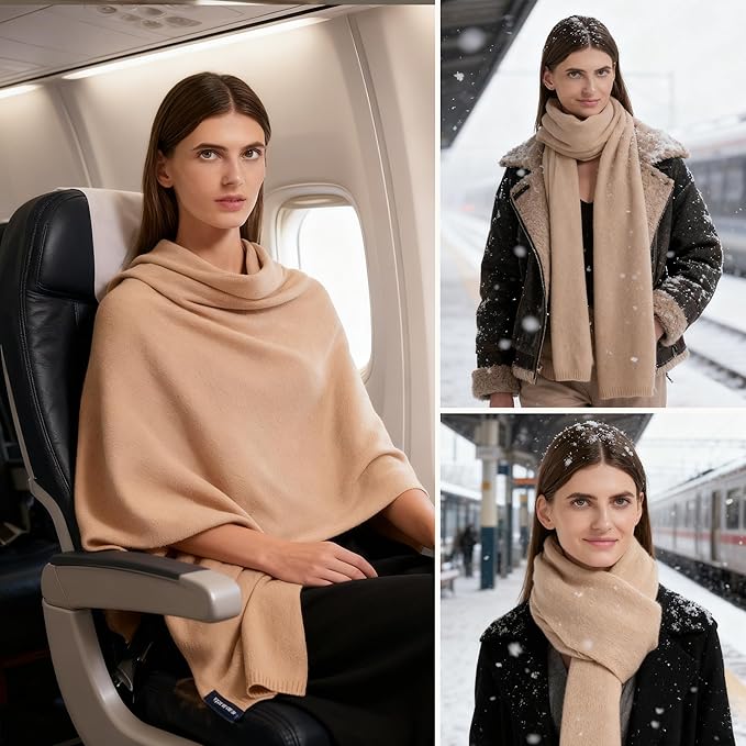 Erdenech Luxury Cashmere Wool Blend Wrap for Women, All-Season Travel Wrap Shawl, Extra Large Blanket Shawl Scarf Pashmina