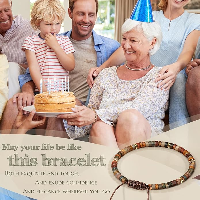 30th 40th 50th 60th 70th 80th Birthday Gifts for Women, Natural Stone Bracelet Birthday Gifts for Mom Daughter Grandma Sister Friends Coworker