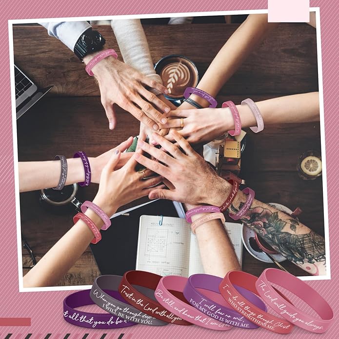 Ecation Bible Verses Bracelets Bulk Scripture Silicone Wristbands Inspirational Motivational Quote Rubber Wristbands Christian Bracelets for Easter Carnival Party Favors