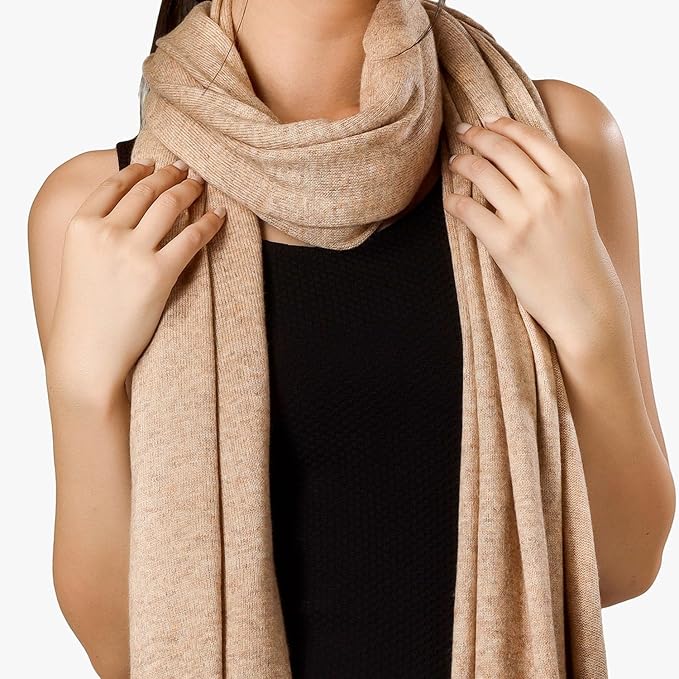 ROSERA Cashmere 100% Cashmere Knitted Wrap Pashmina Shawl Extra Large Scarf Stole for Women Travel
