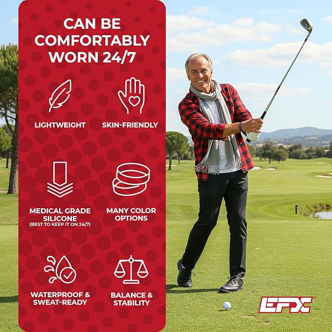 EFX Performance Surgical-Grade Silicone Balance Bracelet with Programmed Holograms for Balance, Strength, Flexibility, Energy | Waterproof & Sweatproof Bracelet for Men and Women | Great for Seniors