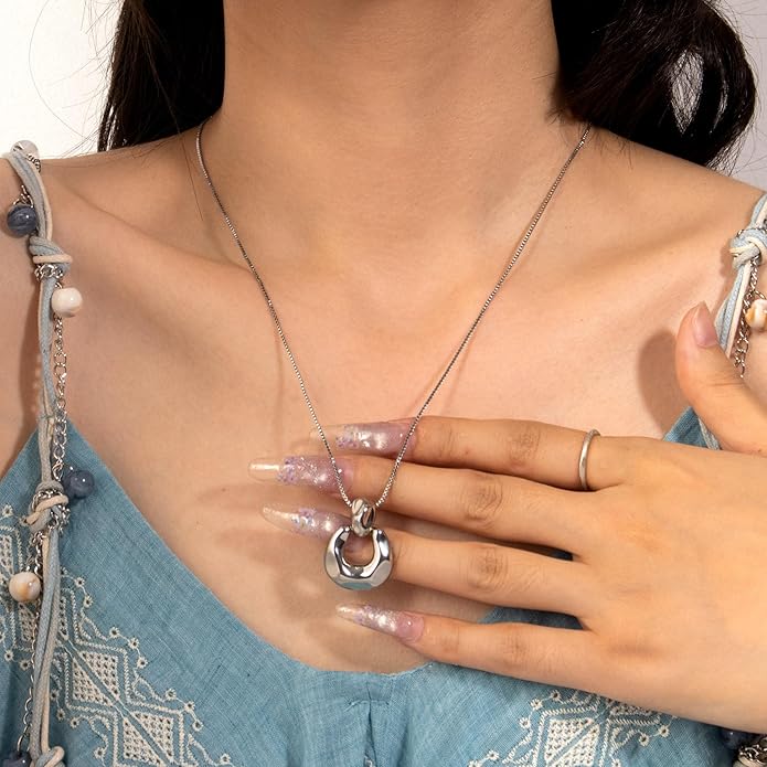 Pendant Necklace for Women Statement Gold Silver Necklace Trendy Jewelry for Women