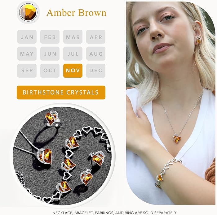 Earrings for Women, Mothers Day Gift for Mom, Heart Birthstone Crystal Stud Earring, Silver Plated Birthday Jewelry