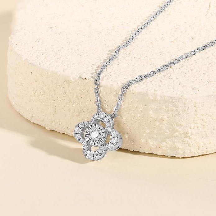 Sterling Silver Lab Grown Diamond Halo Pendant Necklace, Chain Included,ideal gift for anniversaries, birthdays, or any milestone celebration