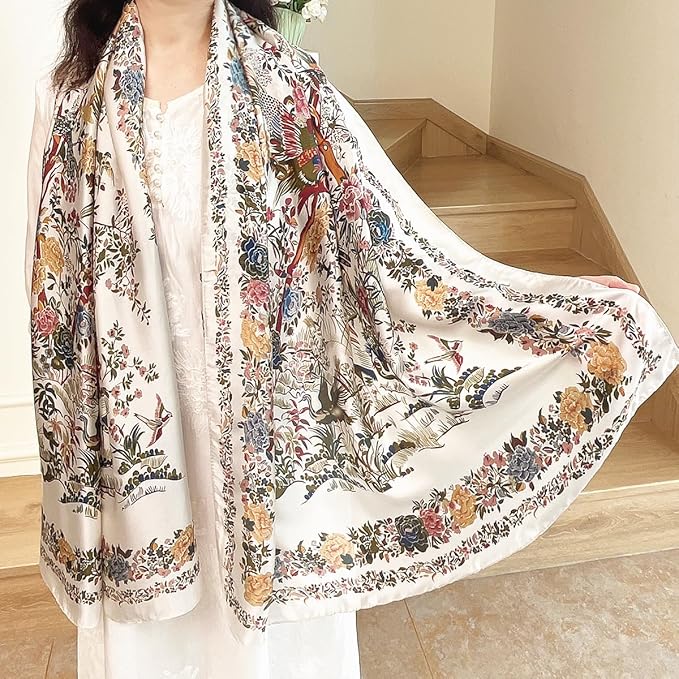 Long Silk Like Scarf Lightweight Satin Scarves Large Sunscreen Shawl Wrap for Women