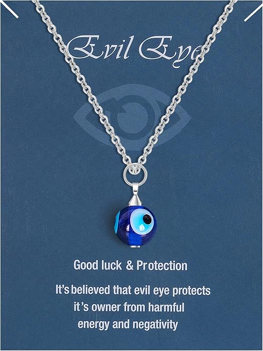 VIBILIA Evil Eye Necklace Sun Pendant Turkish Blue Eye Protection Lucky Necklaces Jewelry Gifts for Men Women (Sun) - Silver