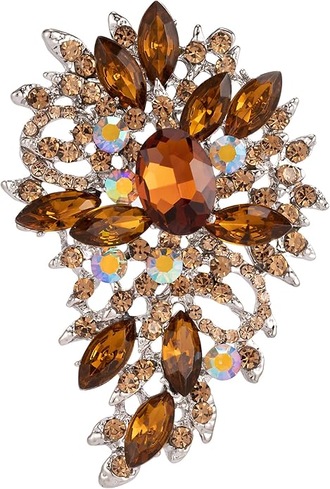 SELOVO Women's Rhinestone Crystal Wedding Flower Leaf Sparkle Brooch Pin
