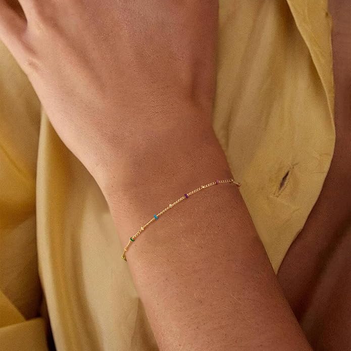 MTMY Gold Chain Bracelet for Women 14K Gold Plated Dainty Bracelets with Adjustable Chain Cute Bracelet Gold Trendy Jewelry