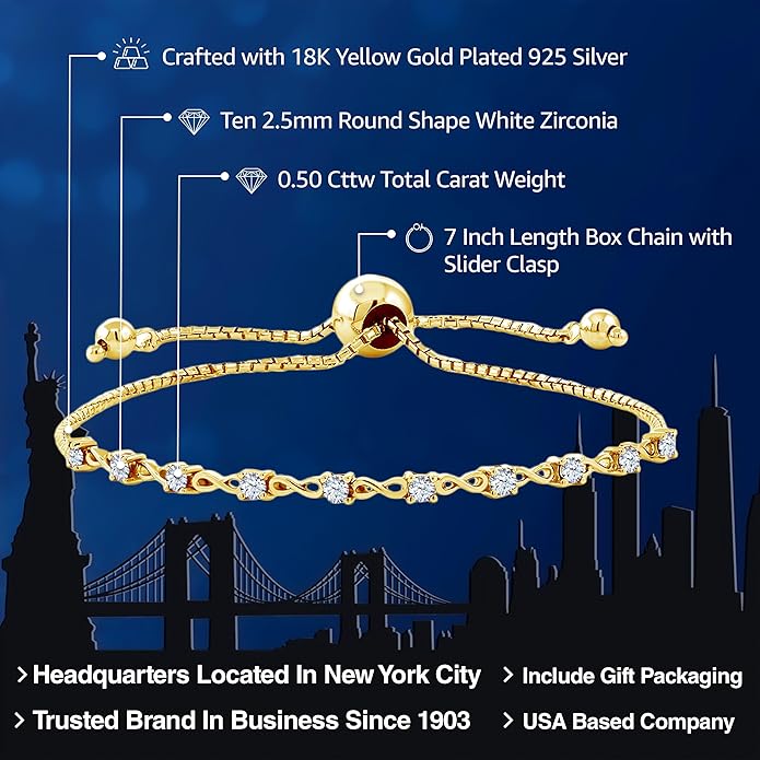 Gem Stone King Round Gemstone Birthstone Tennis Bracelet For Women | 925 Sterling Silver | 2.5MM Round | Fits Up To 9 Inch Wrist | Adjustable Bolo Bracelet For Women | Easy-On Easy-Off