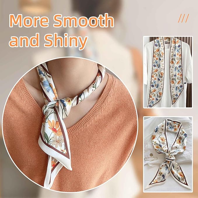 Dailyacc Hair Scarf for Women Fashion Silky Satin Headscarf Wrap Breathable Lightweight Neck Scarves For Handbag