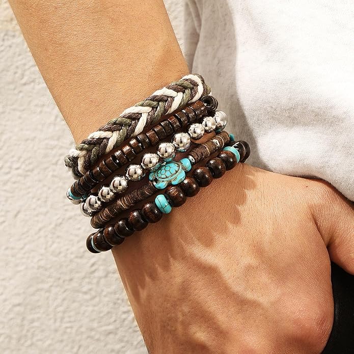 ONLYJUMP Bohemian Mix Bead Multi Layer Versatile Bracelets Set Boho Turquoise Stackable Beaded Strand Stretch Bangles Bracelets Statement Bangle Boho Jewelry Set