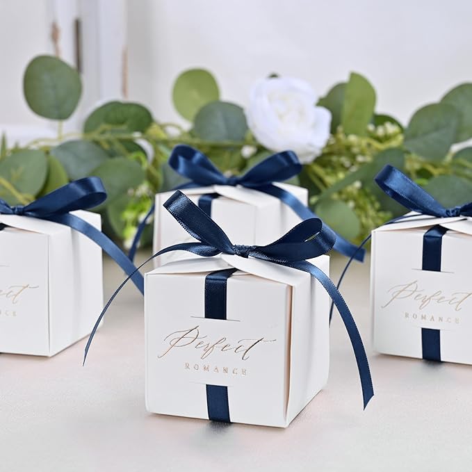 LEEQE Double Face Navy Blue Satin Ribbon 3/8 inch X 50 Yards Polyester Navy Blue Ribbon for Gift Wrapping Very Suitable for Weddings Party Invitation Decorations and More