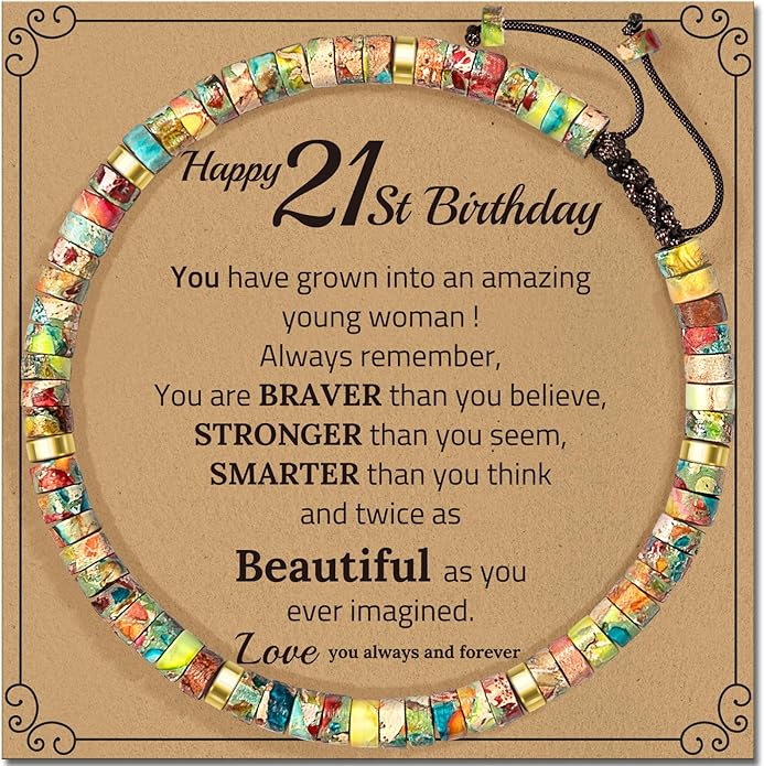 30th 40th 50th 60th 70th 80th Birthday Gifts for Women, Natural Stone Bracelet Birthday Gifts for Mom Daughter Grandma Sister Friends Coworker